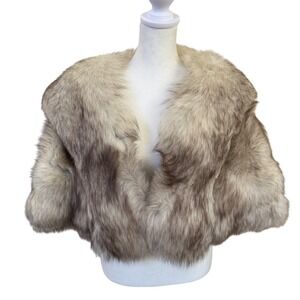 Vintage‎ Blue Fox Fur Stole Capelet Jacket Bridal Wedding Evening Glam Wrap